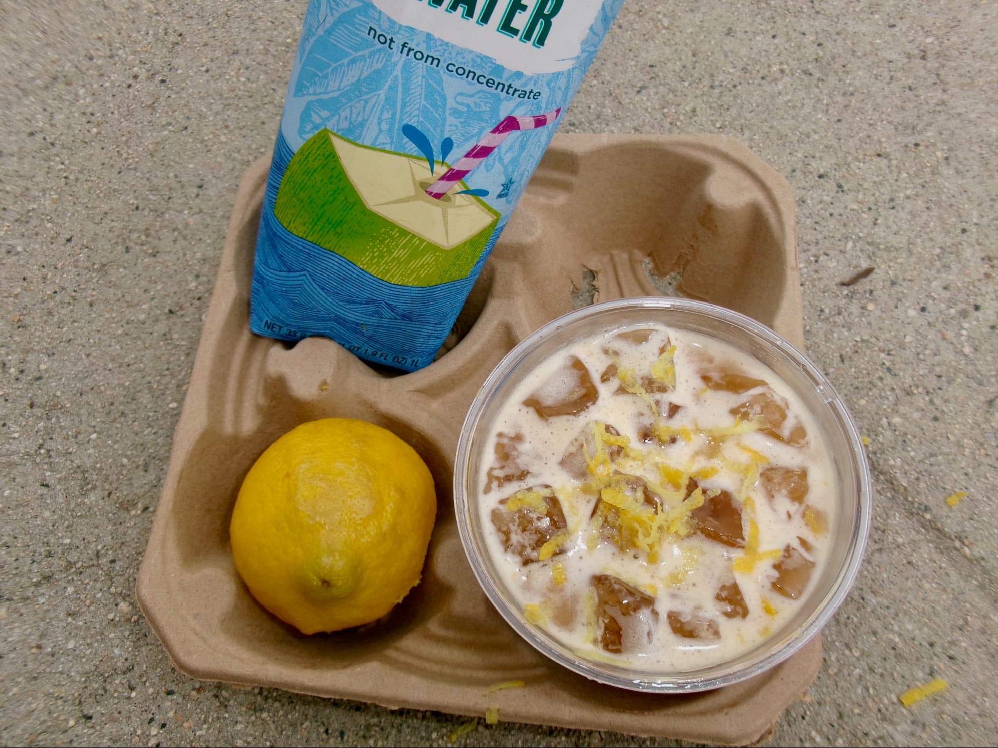 The Sunroom: espresso with coconut water and lemon zest